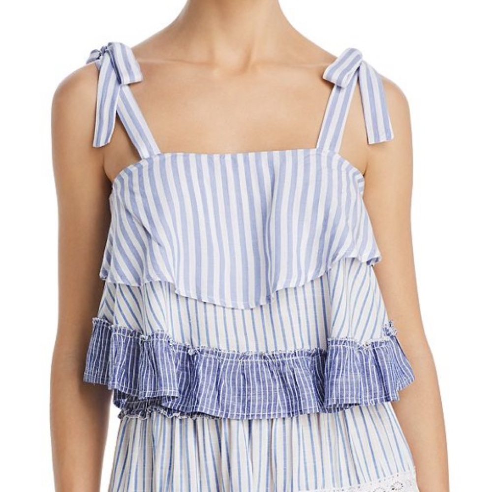 Surf Gypsy Striped Combo Ruffle Top